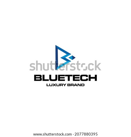 illustration modern geometric Letter B initial identity data system business technology  brand name blue color advance logo design icon emblem monogram