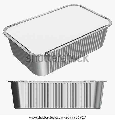 Food foil tray 3D rendering isolated on white background