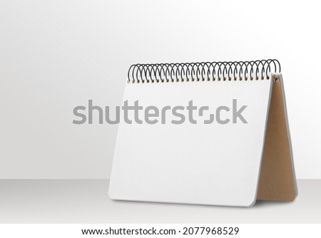 Blank white Calendar 2021 on wooden table background.