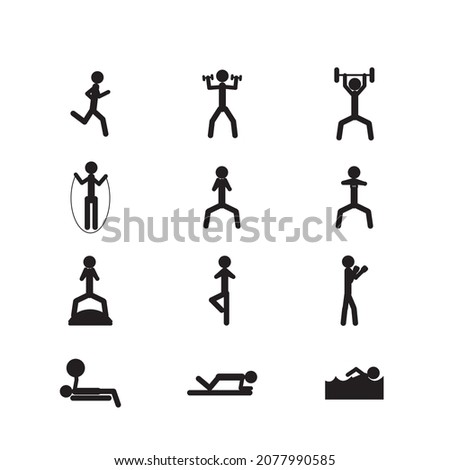 exercise icon, 12 icons , isolated with background, illustration, vector
