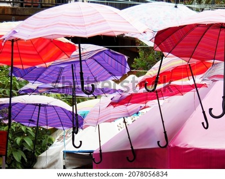 Decorative art with umbrellas in the commune 13 Medellín Antioquia