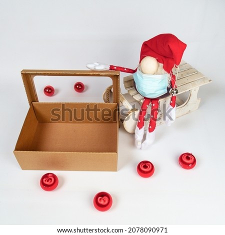 Santa in a red cap with a bell ready to load and bring your presents on a sleigh. You can insert your gifts (pictures) and send ...
