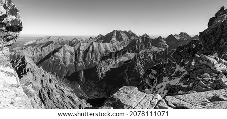 High Tatras - The peaks direction to Lomnicky peak from Rysy peak. Royalty-Free Stock Photo #2078111071