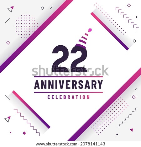 22 years anniversary greetings card, 22 anniversary celebration background free colorful vector.