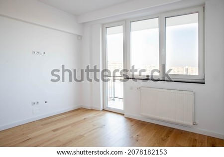 white empty room and wooden floor