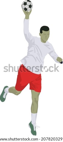 isolated handball player with the ball