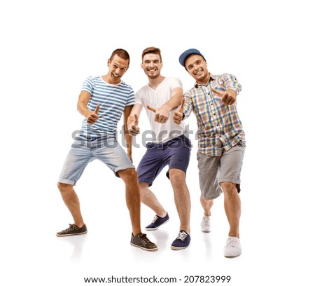 Group of young men isolated on white background. Best friends