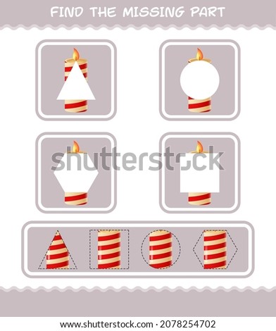 Match cartoon christmas candle parts. Matching game. Educational game for pre shool years kids and toddlers
