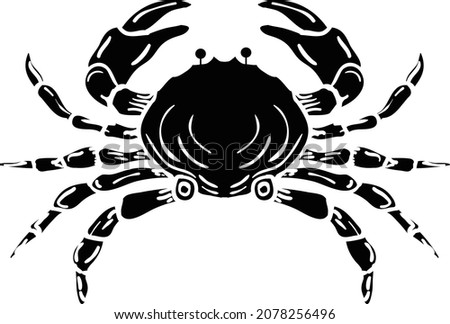the illustration of solid black crab vector.