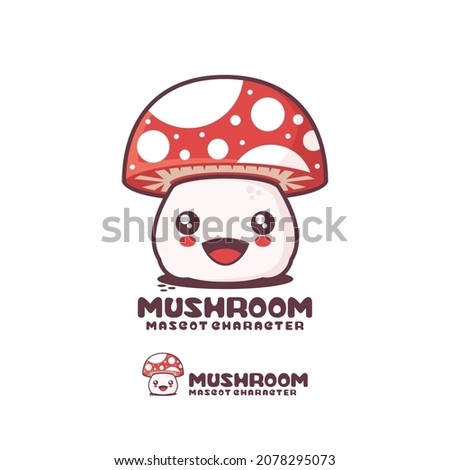 vector mushrooms cartoon mascot, suitable for, logos, prints, labels, packaging, stickers, etc.