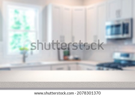 Granite white table kitchen for product placement Royalty-Free Stock Photo #2078301370