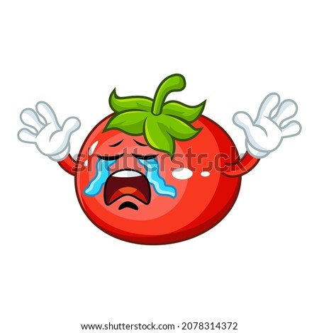 Vector mascot, cartoon and illustration of  a crying tomato