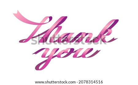Vector graphic of "THANK You" made with pink ribbon