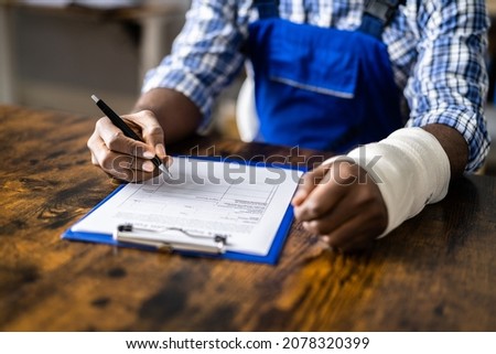 Worker Accident Insurance Disability Compensation And Social Benefits Royalty-Free Stock Photo #2078320399