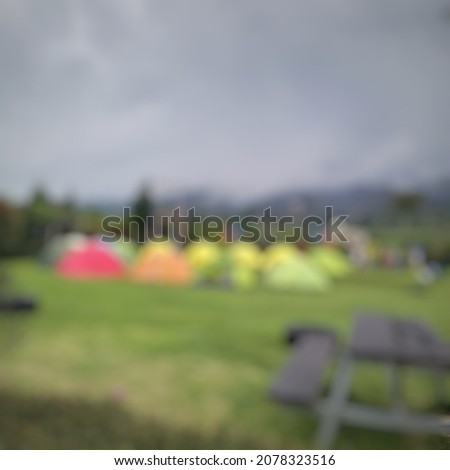Photo of a relaxing campsite in the park with a blur concept, very suitable for a holiday background
