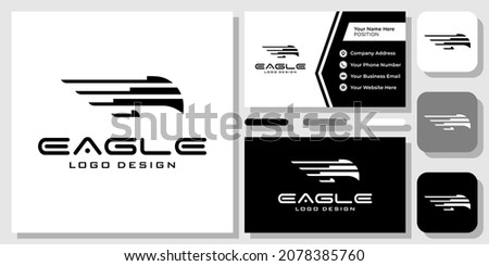Abstract Eagle Speed Hawk Shipping Logistic Falcon Modern Logo Design with Business Card Template