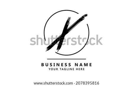 X Brush Stroke Letter Logo Design. Black Paint Logo Letters Icon with Elegant Circle Vector Design.