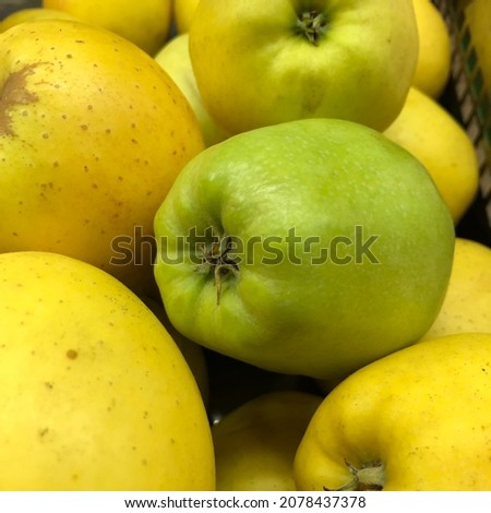 macro photo yellow and green apple  fruit. Stock photo apples background