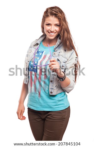 Young American beauty posing and smiling happy isolated on white background.