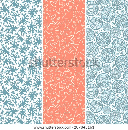 Set of coral and sea star seamless for your business