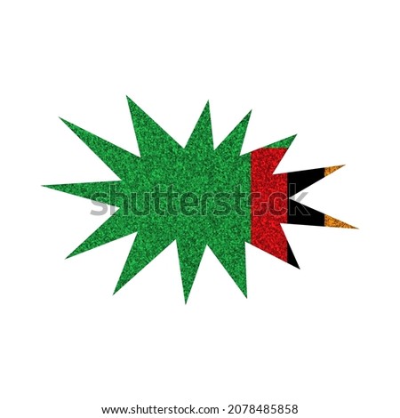Bright glitter blast pop art silhouette in colors of national flag. Zambia