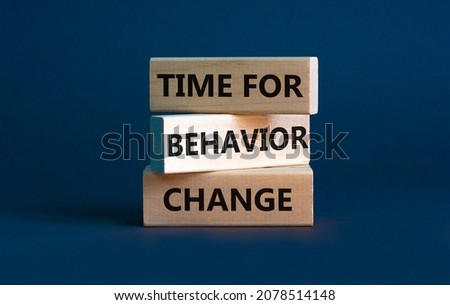 Time for behavior change symbol. Concept words 'Time for behavior change' on wooden blocks. Beautiful grey background. Business and time to behavior change concept. Copy space. Royalty-Free Stock Photo #2078514148