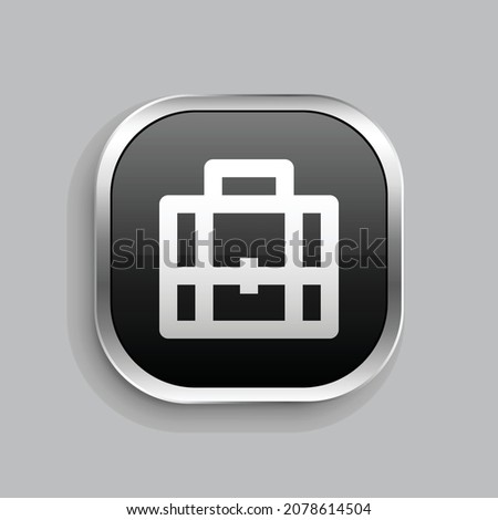 briefcase 5 line icon design. Glossy Button style rounded rectangle isolated on gray background. Vector illustration