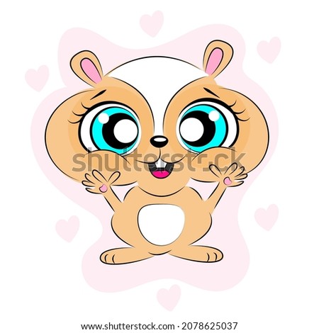 hamster cute in love with hearts greeting card happy valentine's day hamster cartoon style for t-shirt textile print or for gift wrapping decoration Vector illustration