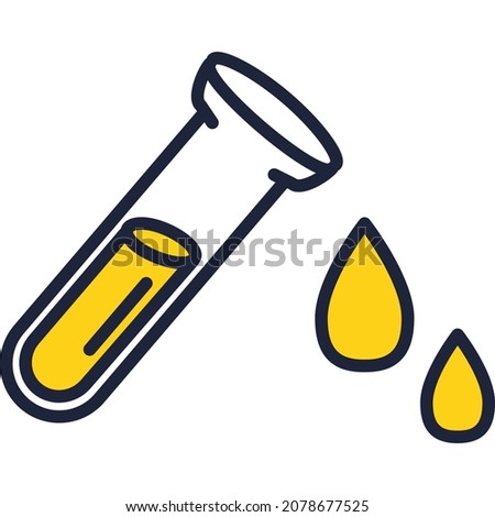 Test tube icon. Vector lab analysis pictogram. Vial and water drop. Chemistry laboratory, medical clinic and pharmacy lab logo