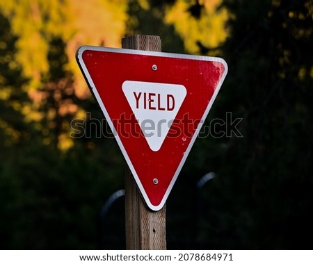 Yield Sign Roadway Wooden Post