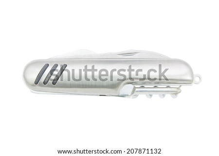 Silver Penknife useful tool isolated on white background,  file includes a excellent clipping path