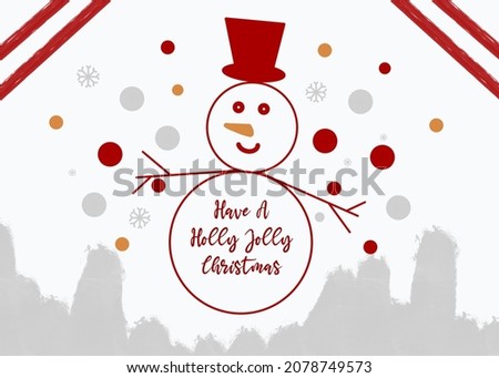 A christmas card with snowman ornament