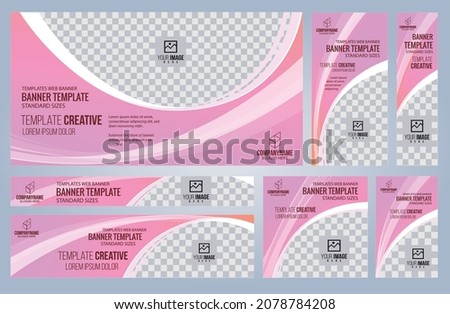 Set of Pink and Black Web banners templates, Coverpage Standard sizes with space. Vector illustration