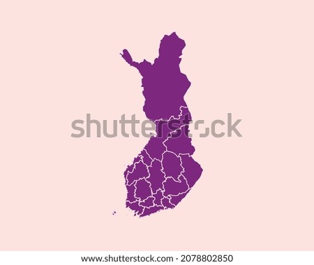Modern Velvet Violet Color High Detailed Border Map Of Finland, Isolated on Purple Background Vector Illustration