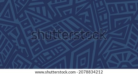 Unique Geometric Vector Seamless Pattern made in ethnic style. Aztec textile print. African traditional design. Creative boho pattern. Perfect for site backgrounds, wrapping paper and fabric design. Royalty-Free Stock Photo #2078834212