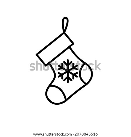 Fireplace Christmas stocking for presents. Pixel perfect, editable stroke vector icon 