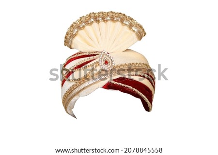 Pagdi for wedding groom with white background Royalty-Free Stock Photo #2078845558
