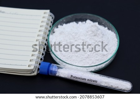 Potassium nitrate powder is used in laboratories or in industry