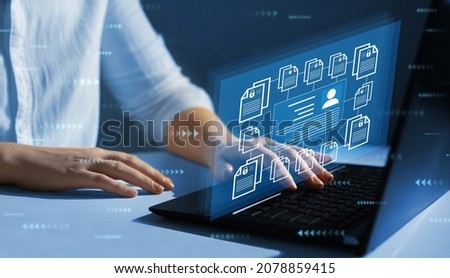 Software for security, searching and managing corporate files and employee information.Corporate data management system and document management system with employee privacy.Employee confidentiality Royalty-Free Stock Photo #2078859415