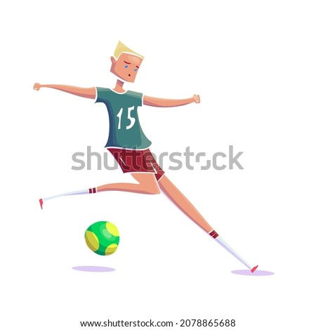 Hand Drawn Cartoon Running Soccer Player with Ball. illustration