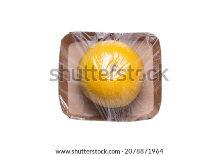 Grapefruit packing in disposable carton food tray, isolated
