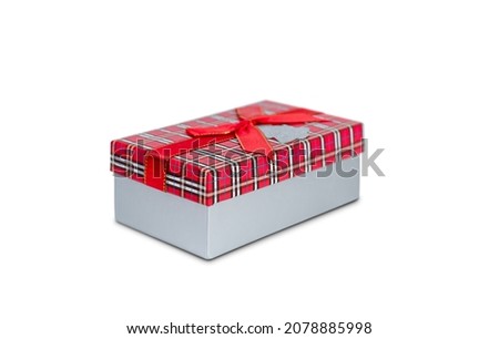 isolated  gift box with red bow on white background