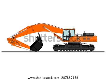 Cartoon heavy excavator on tracks. Vector 