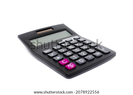 A picture of calculator isolated on white background with selective focus