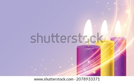 glowing candles with light streak effect