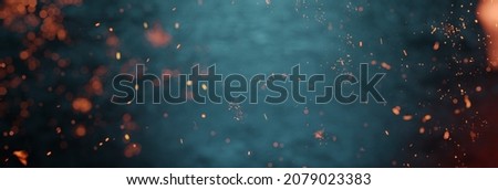 Industrial abstract blue background with flying fire particles Royalty-Free Stock Photo #2079023383