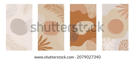 african background.Vector Set of abstract posters in minimalistic style.plants,shapes and landscape. Collection of contemporary art.tribal boho.decorative savanna cover template card