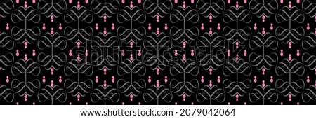 Elegant background images with grayscale and and pink elements on black background for your design projects, seamless patterns, wallpaper textures with flat design. Vector illustration