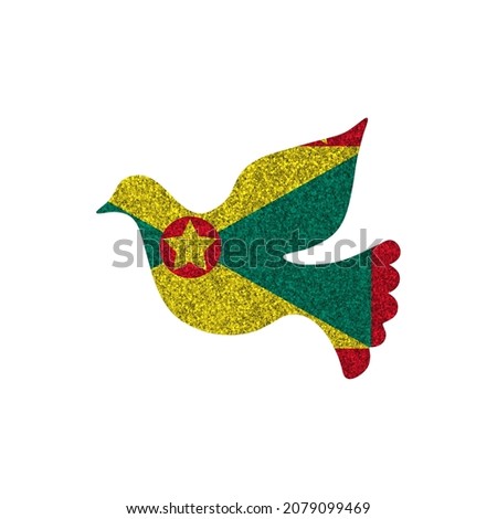 Dove silhouette in colors of national flag. Peace sign. Grenada