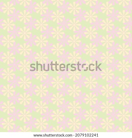 Vintage floral seamless pattern. 1960s. 1970s retro aesthetic. Simple geometric flowers, abstract vector illustration. Groovy graphic print for fabric, paper, stationery